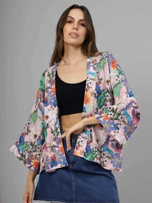 Short Kimono: Pink Floral