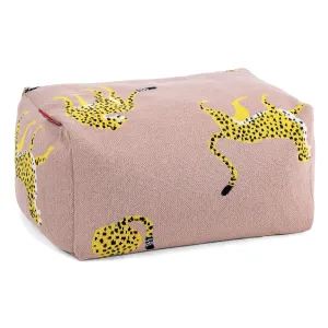 Small Footstool - Knitted Cheetah Pink
