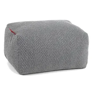 Small Footstool - Knitted Herringbone Grey