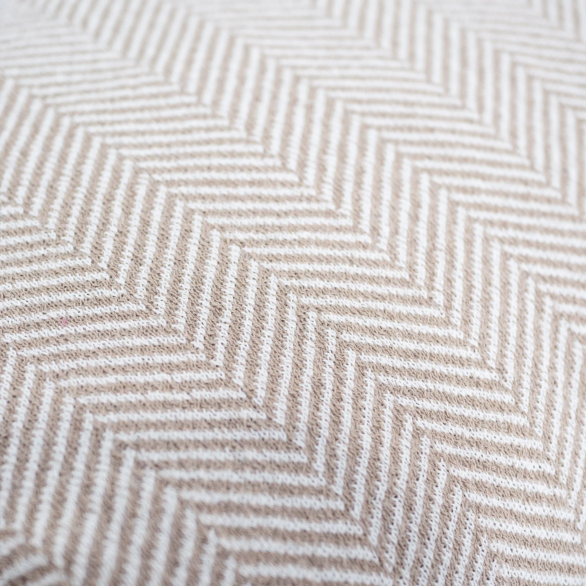 Small Footstool - Knitted Herringbone Stone