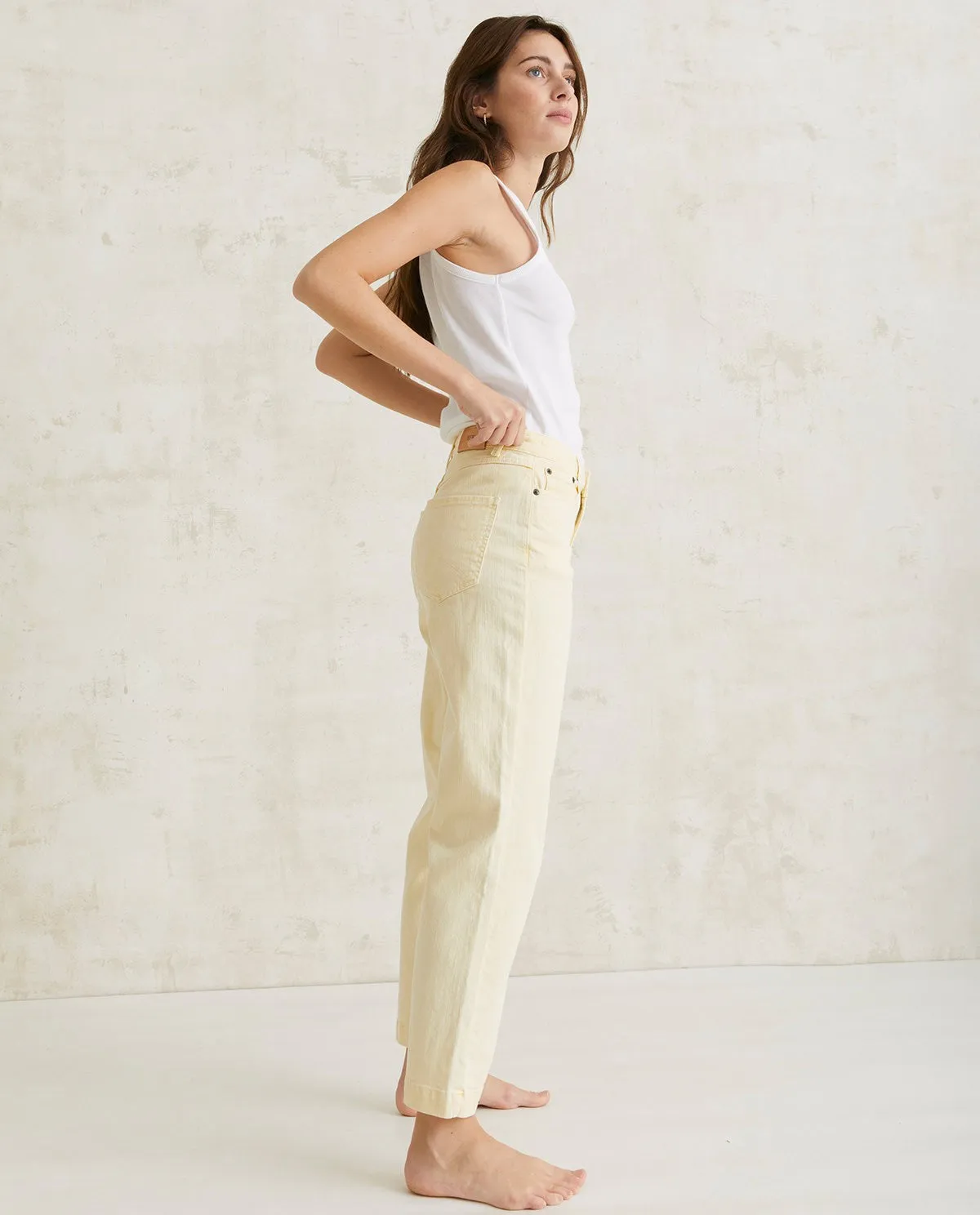 Straight Denim Jeans - Light Yellow