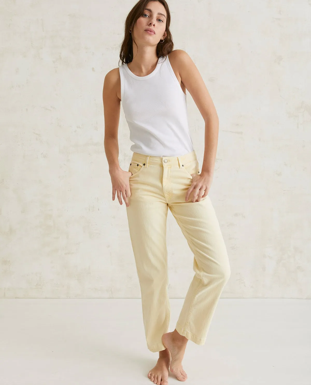 Straight Denim Jeans - Light Yellow