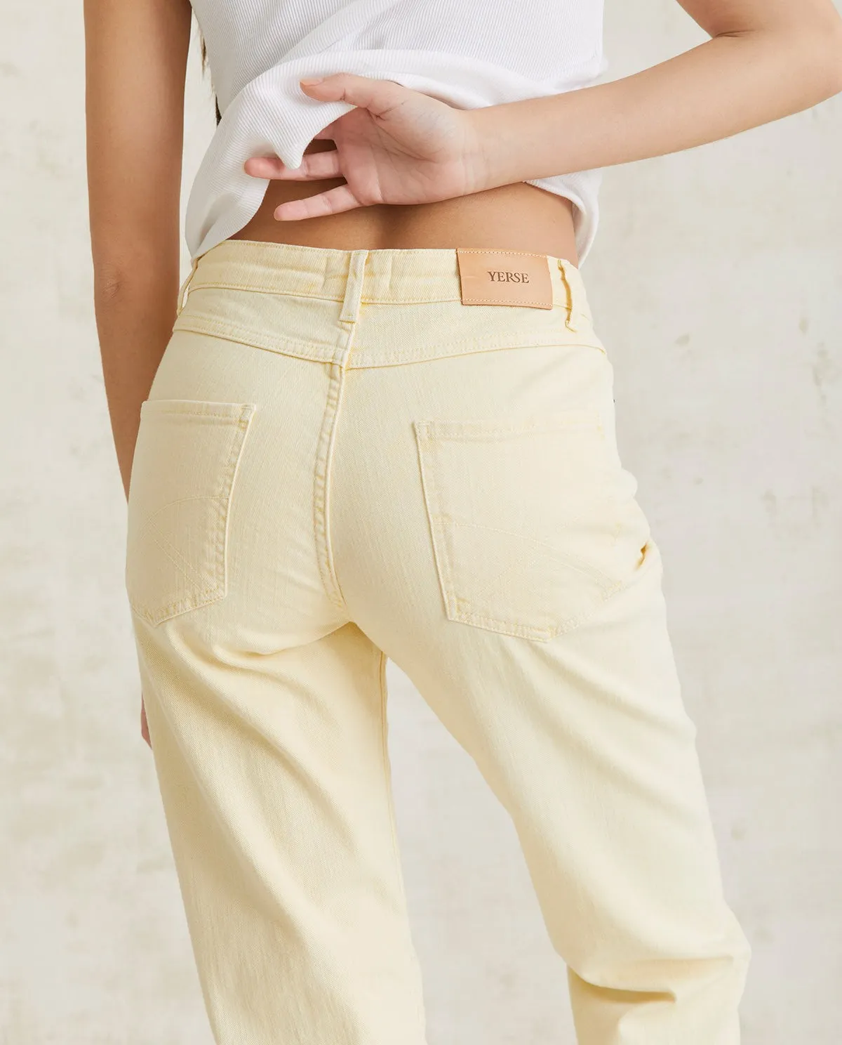Straight Denim Jeans - Light Yellow