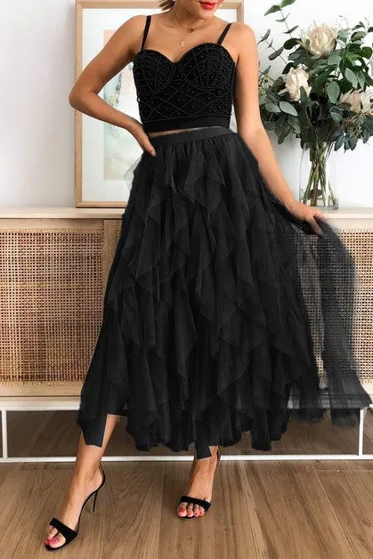 Tulle Tulle Tiered Maxi Skirt