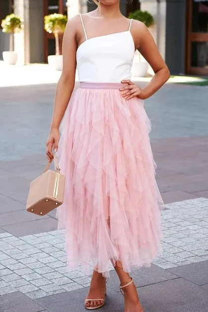 Tulle Tulle Tiered Maxi Skirt