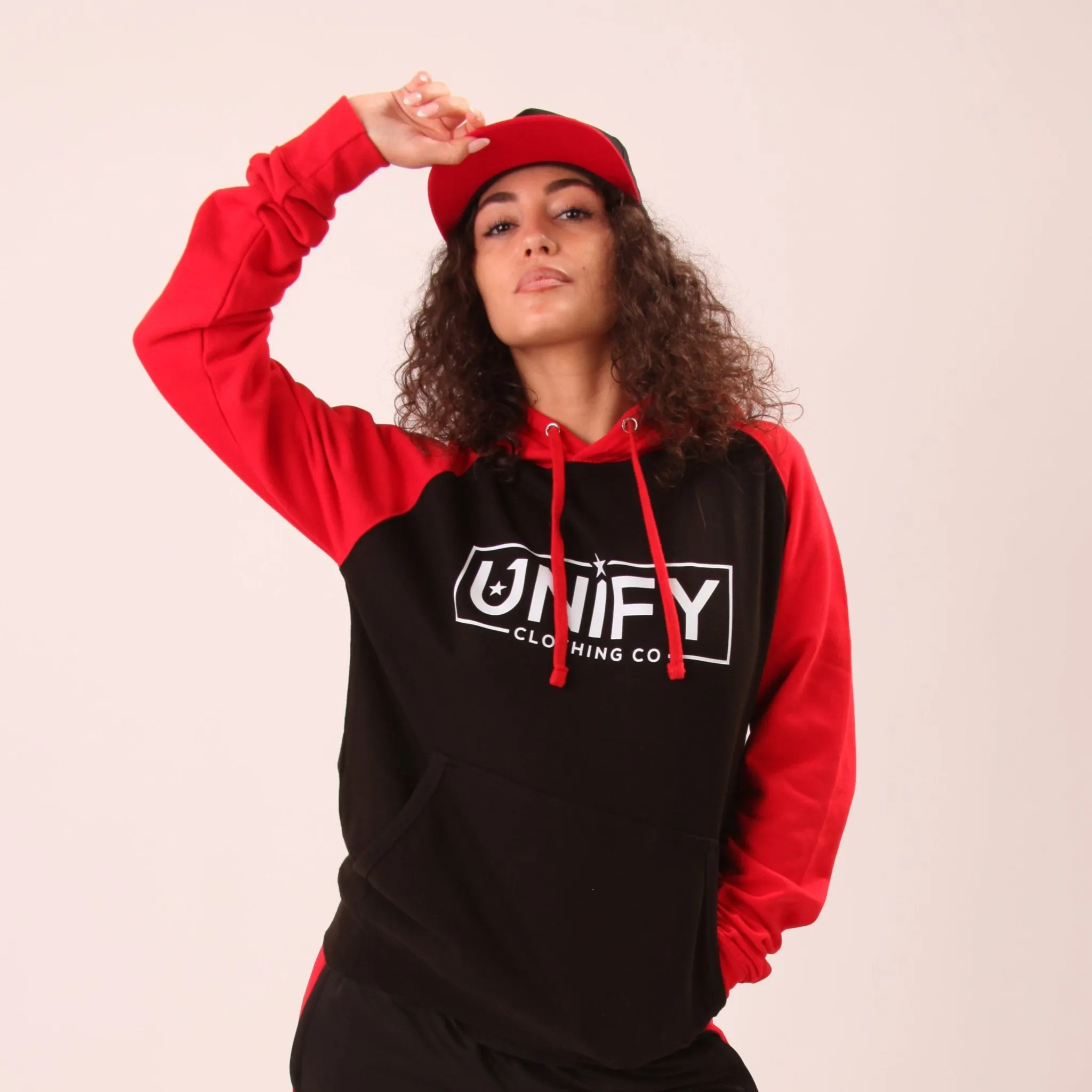 UNIFY Baseball Hoodie - Classic UNIFY Essential Womens Hoodie - UNIFY Red Jumper