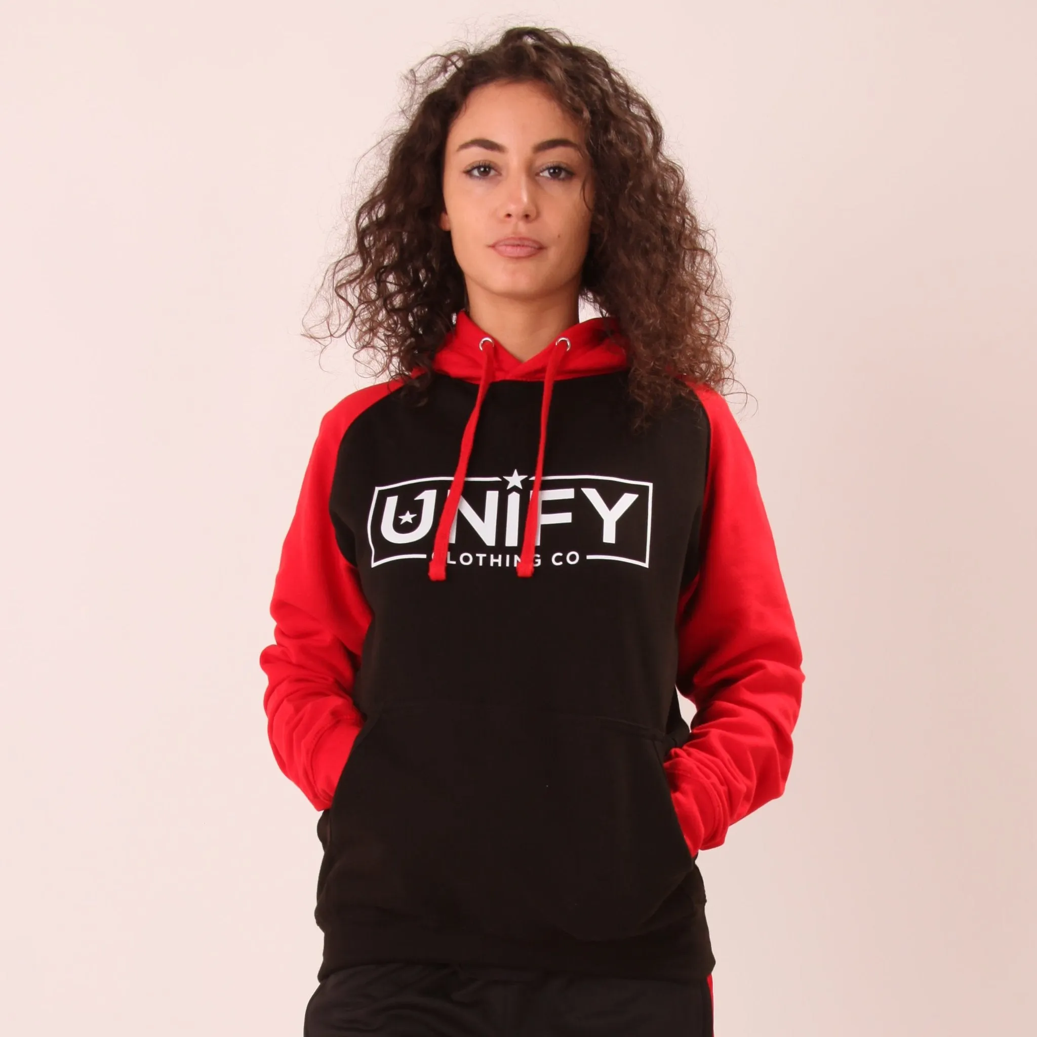 UNIFY Baseball Hoodie - Classic UNIFY Essential Womens Hoodie - UNIFY Red Jumper