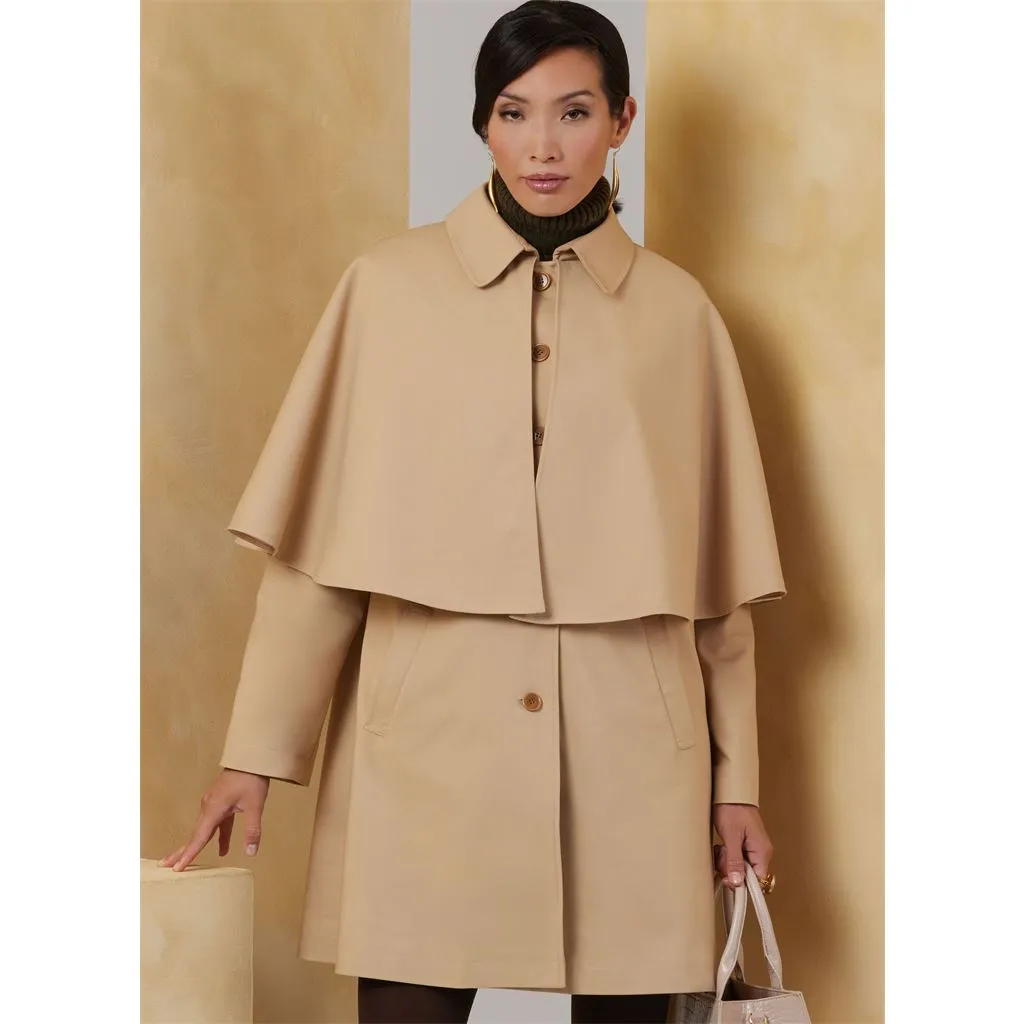 Vogue Pattern V2074 Misses' Cape Coat in Two Lengths