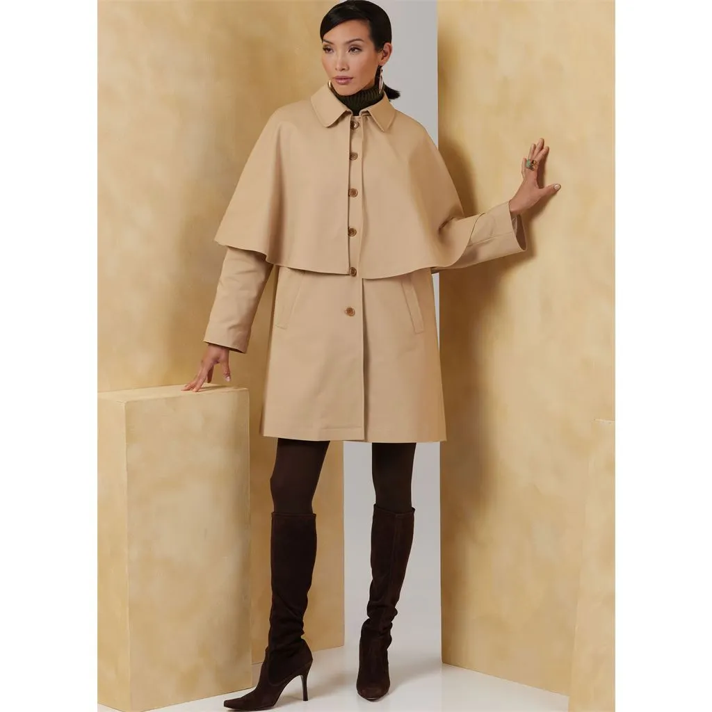 Vogue Pattern V2074 Misses' Cape Coat in Two Lengths