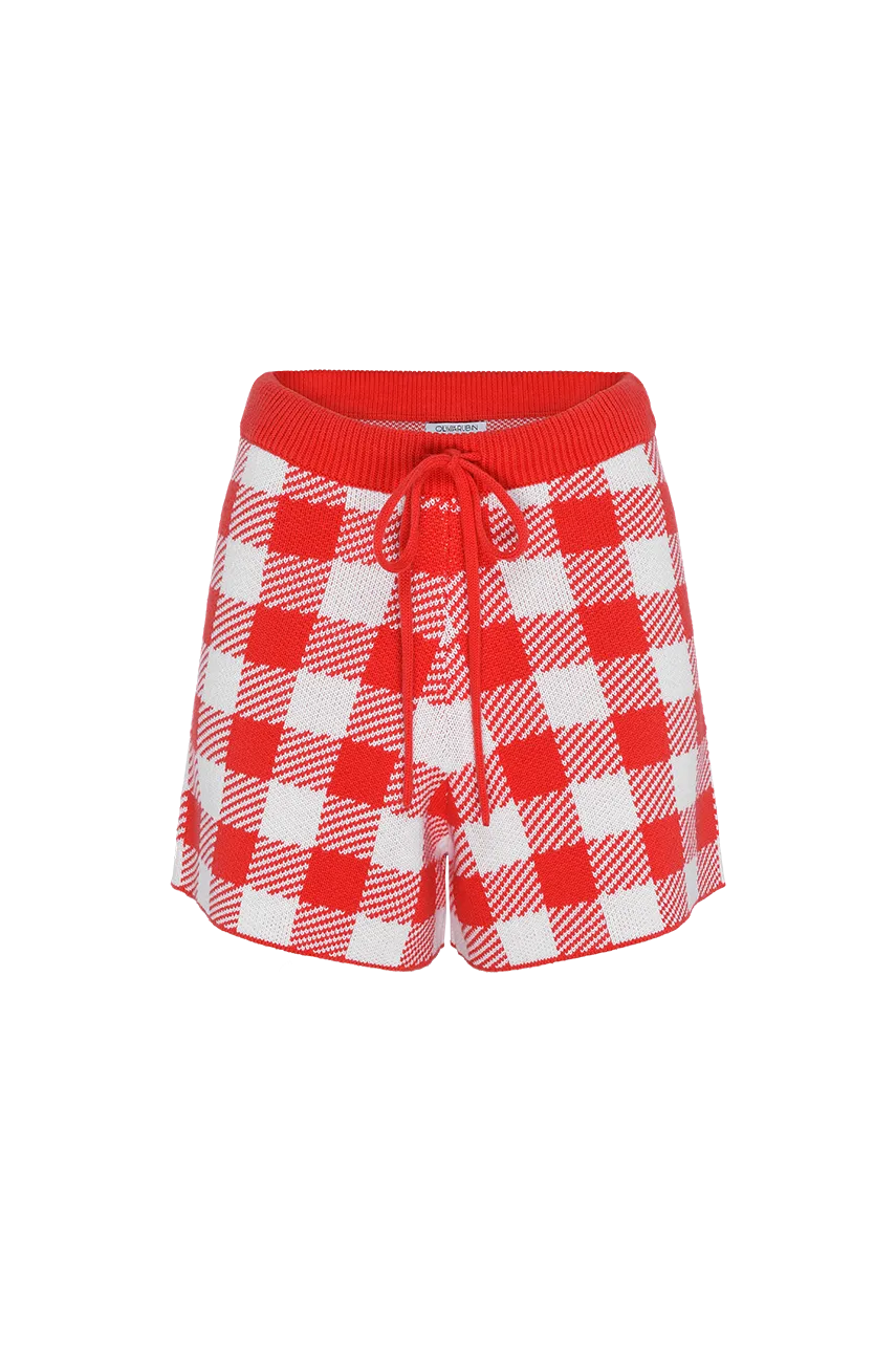 Wallis Red Gingham Knit Shorts