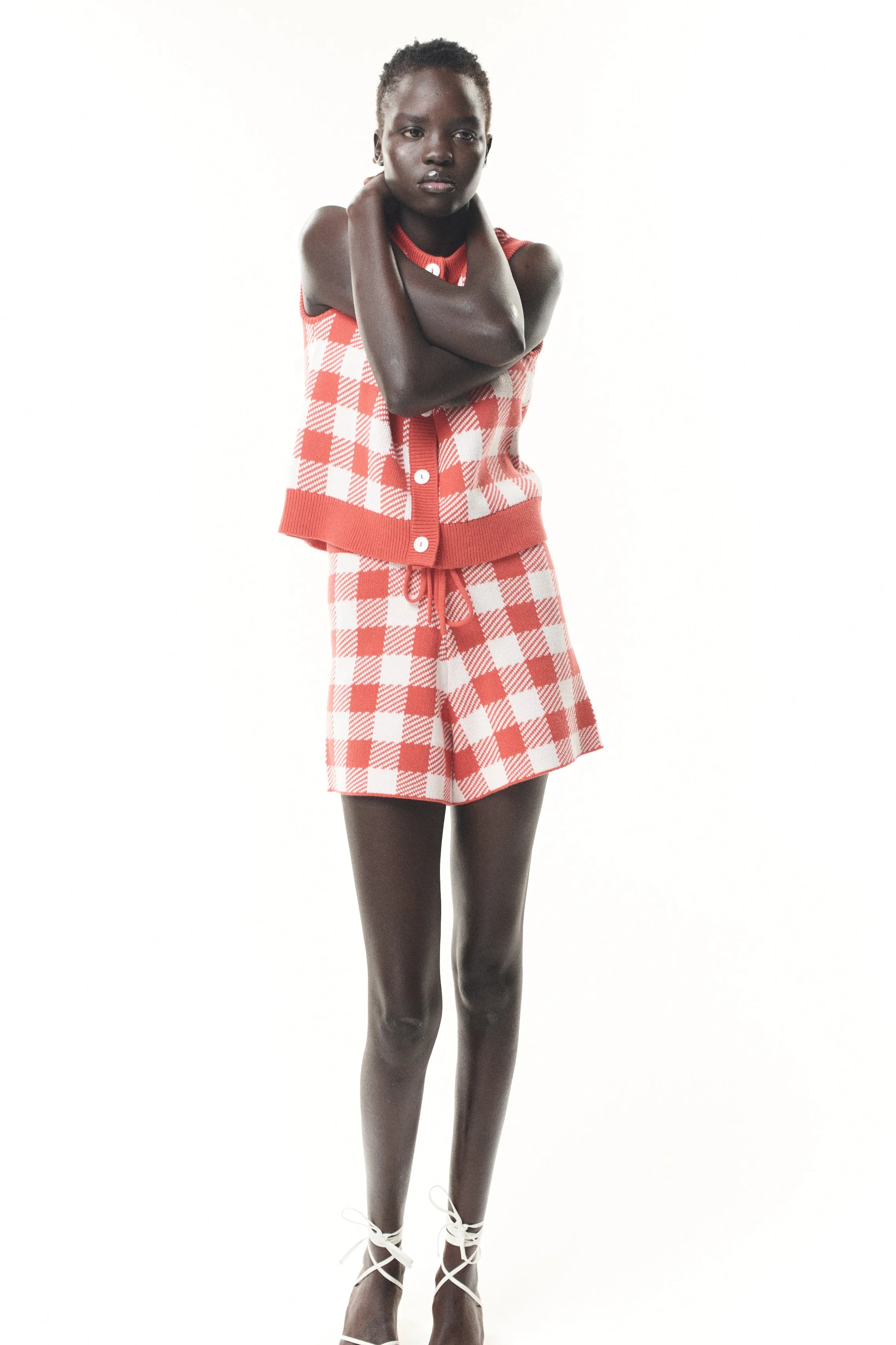 Wallis Red Gingham Knit Shorts