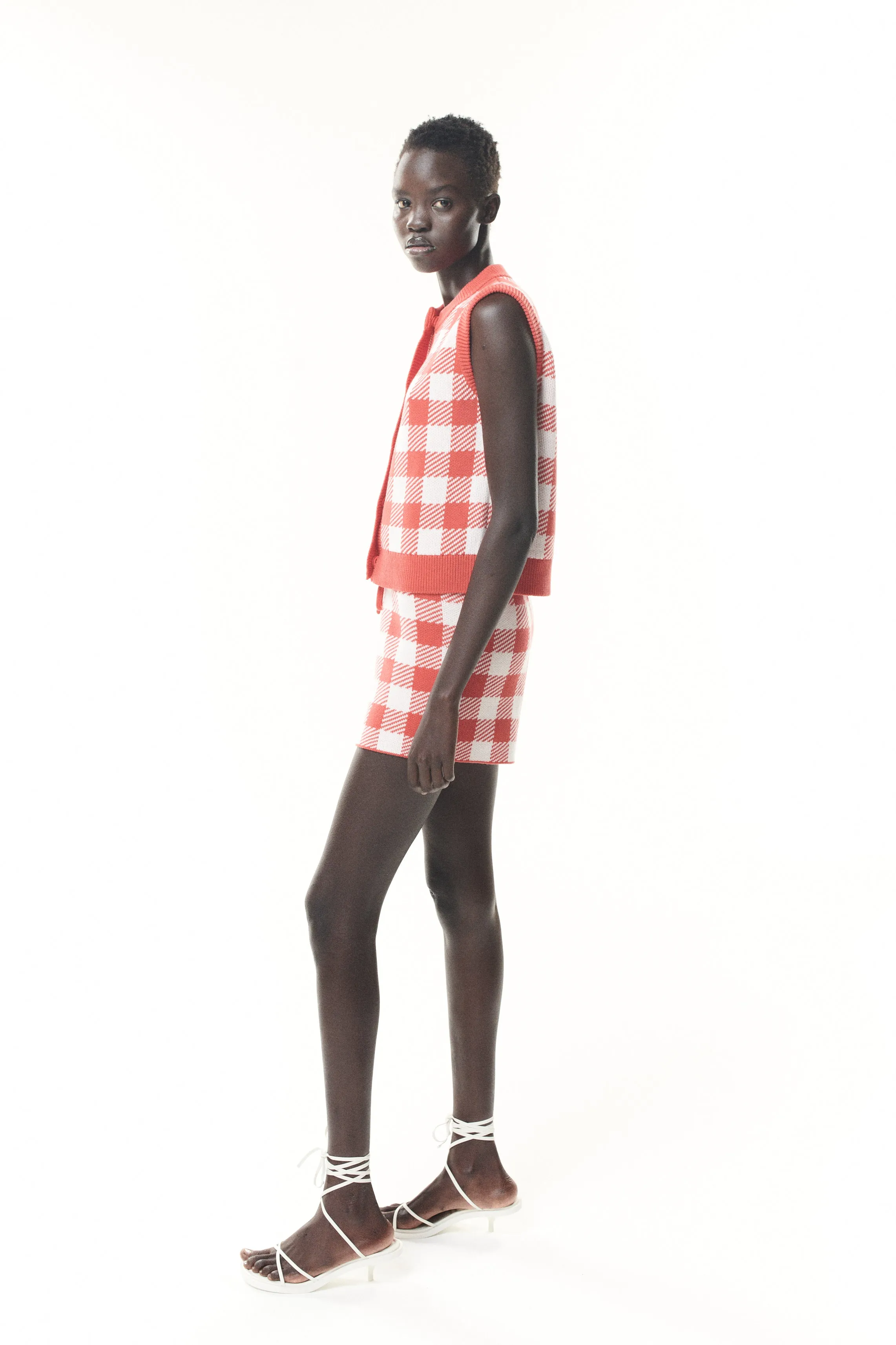Wallis Red Gingham Knit Shorts