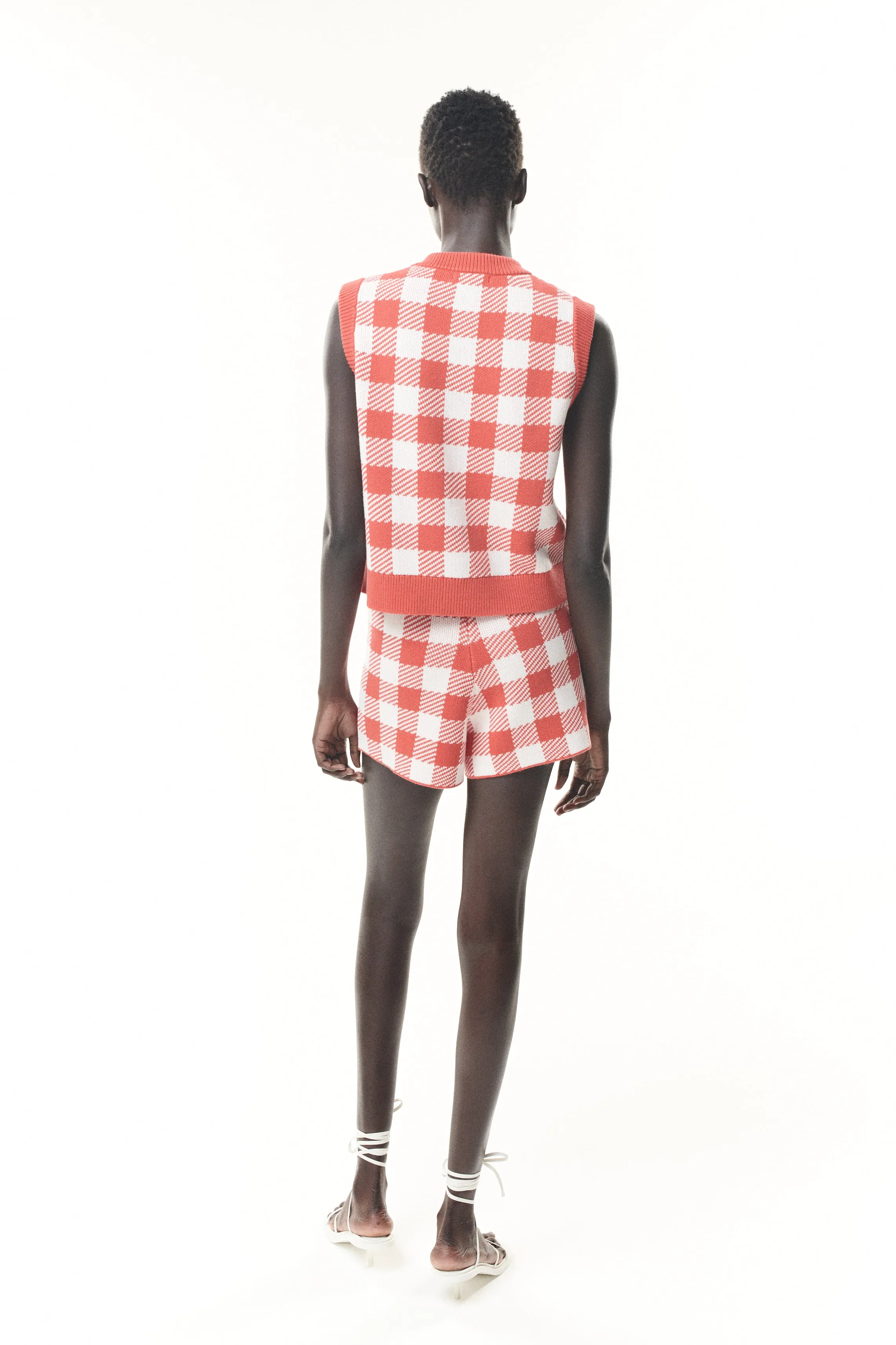 Wallis Red Gingham Knit Shorts