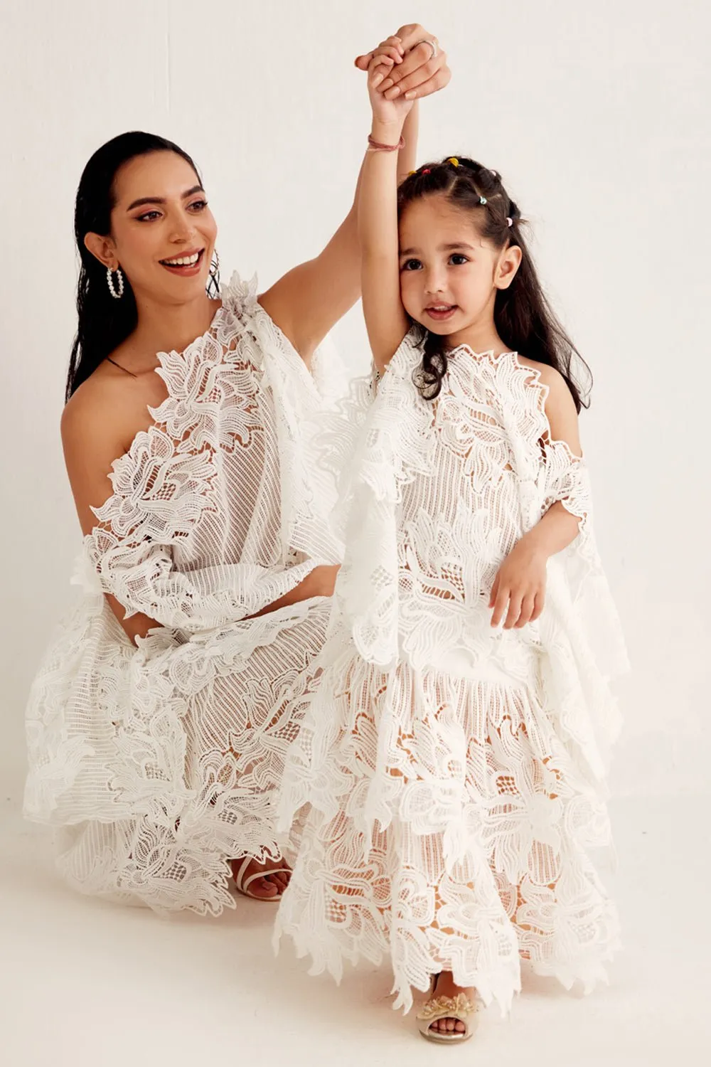 White Layered Top & Skirt Set