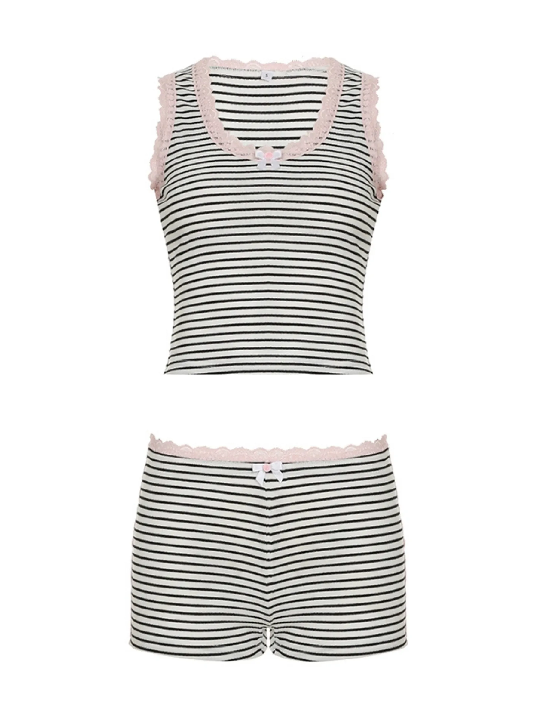 Wilder Striped Vest Lace Shorts