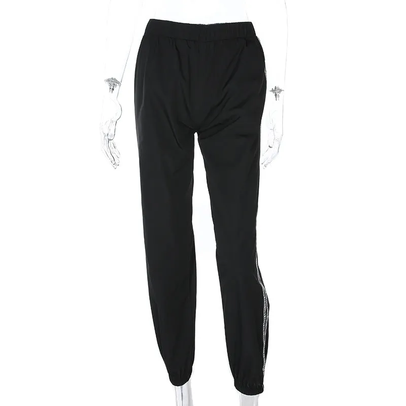 Women's High-Waist Loose Polyester "Love" Joggers