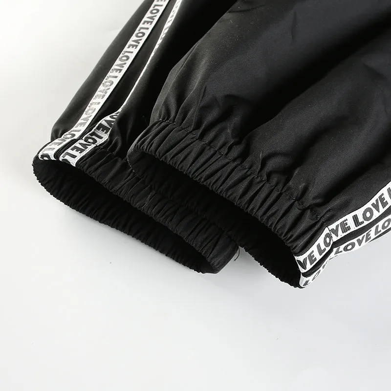 Women's High-Waist Loose Polyester "Love" Joggers
