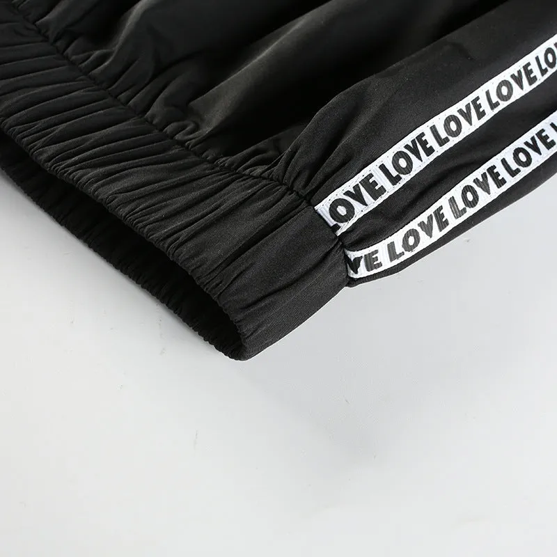 Women's High-Waist Loose Polyester "Love" Joggers