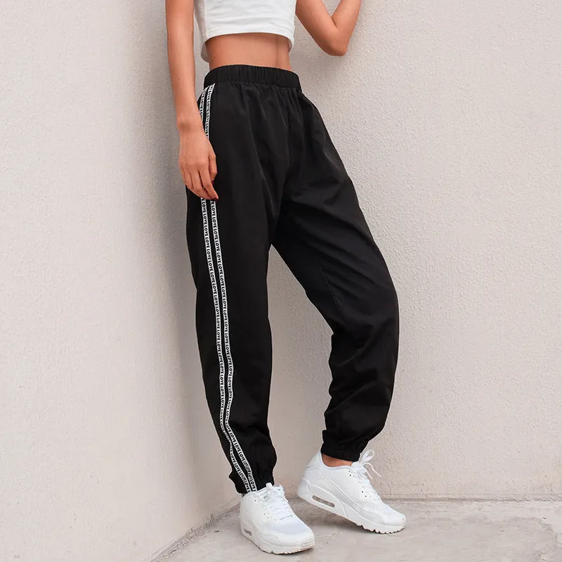 Women's High-Waist Loose Polyester "Love" Joggers