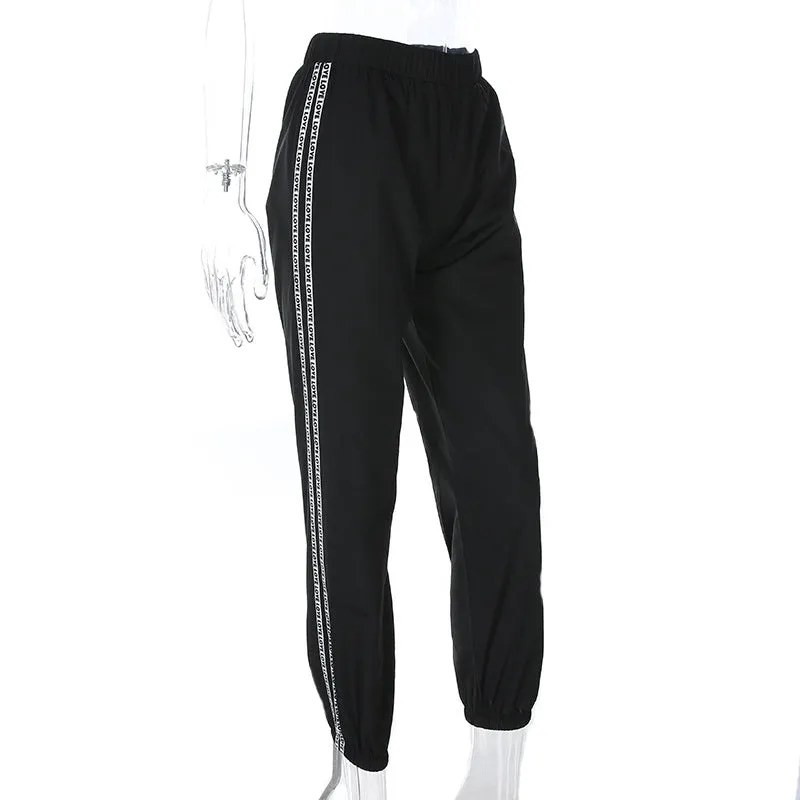 Women's High-Waist Loose Polyester "Love" Joggers