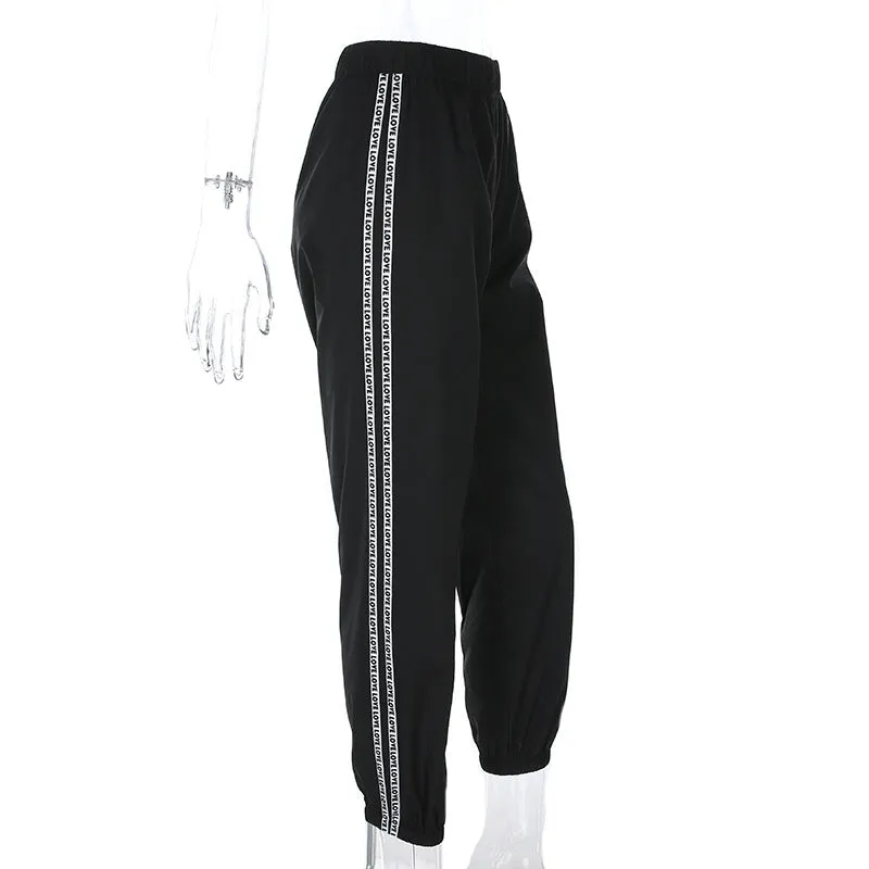 Women's High-Waist Loose Polyester "Love" Joggers