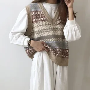 You - Dark Academia Vintage V-neck Knitted Vest